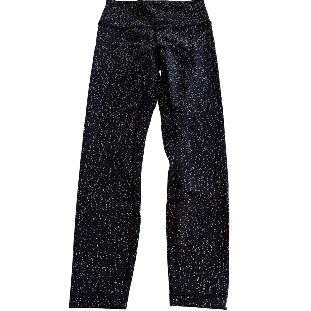 Lululemon High Rise Speckled Leggings Black White Sparkle Print Size 6 23 Inseam
